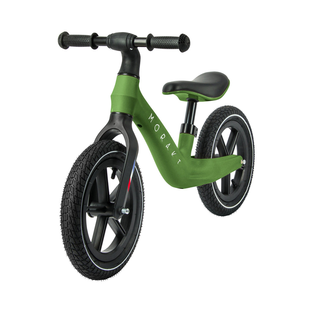 Moraki loopfiets groen - schuin vooraanzicht